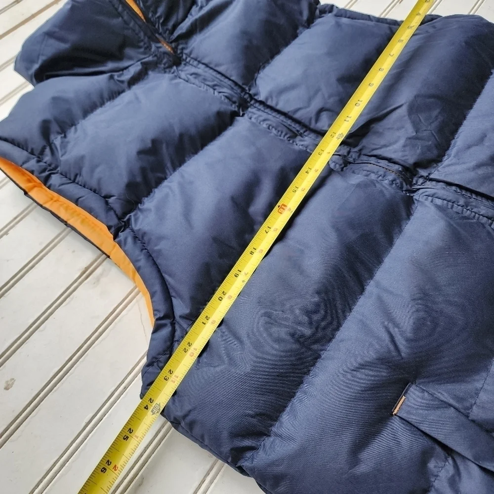 NWOT FOURCAST Mens Puffer Vest Jacket Navy Blue Yellow Full Zip Sz M